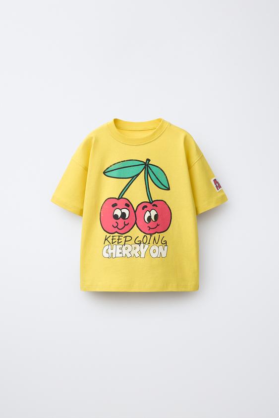 CHERRY PRINT T-SHIRT - Yellow by Zara - Image 0