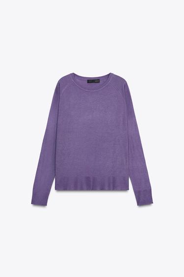 Zara 細針針織衫 - 土灰深紫色
