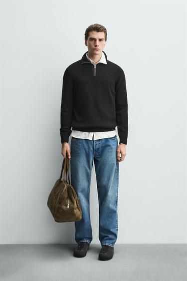 JERSEY PUNTO PERLADO CUELLO CREMALLERA - Negro de Zara - Imagen 0