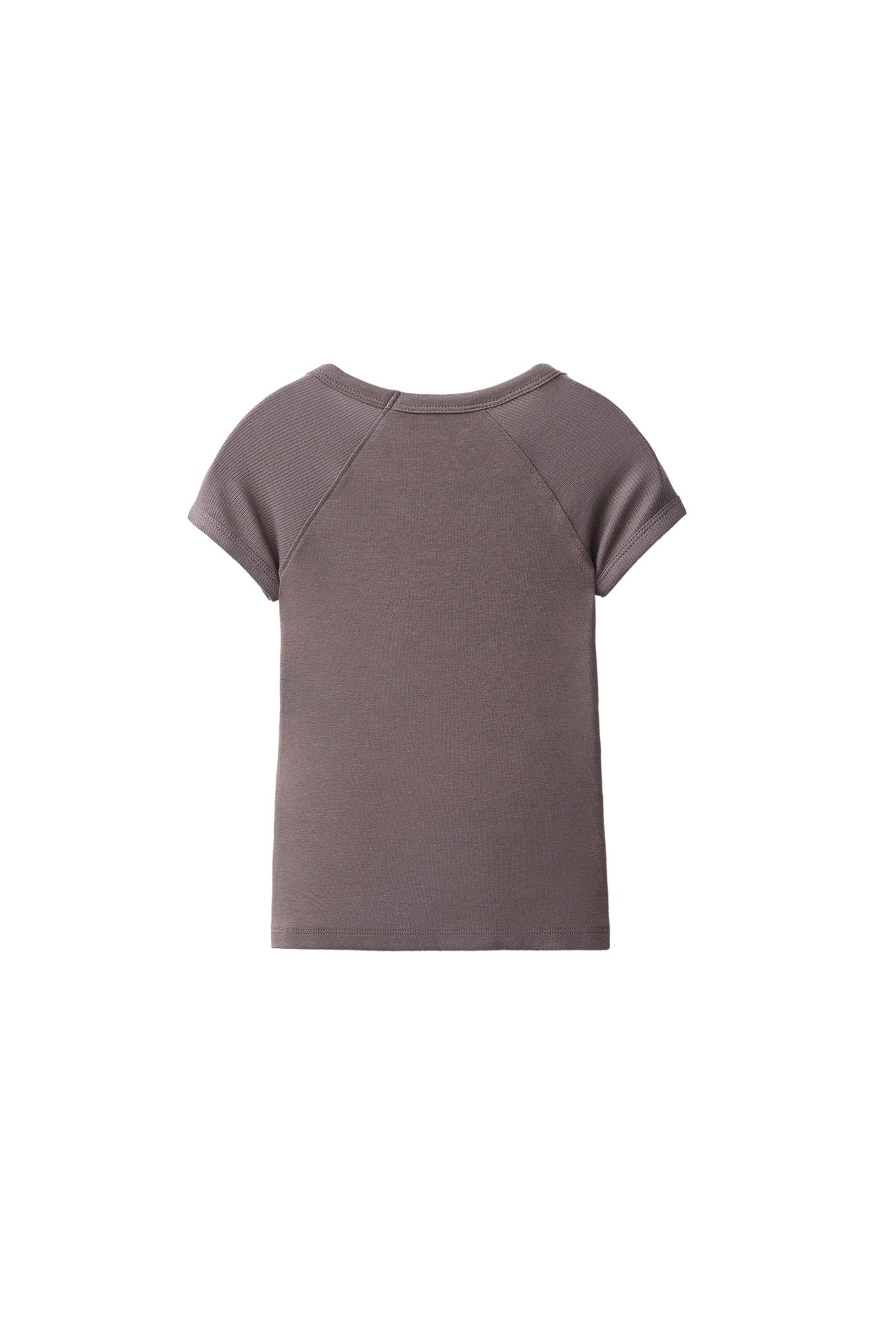 COTTON AND MODAL PLAIN T-SHIRT — Brown / Taupe