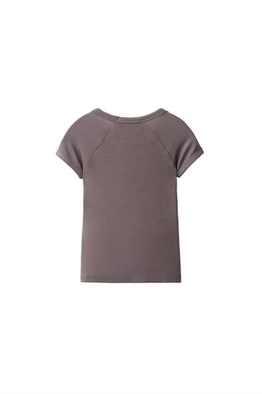 COTTON AND MODAL PLAIN T-SHIRT — Brown / Taupe 2