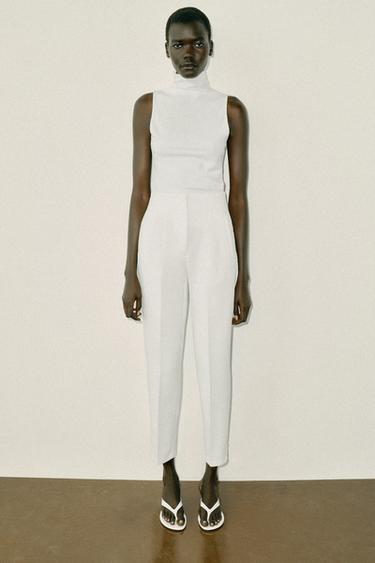 HIGH-WAIST TROUSERS - White by Zara