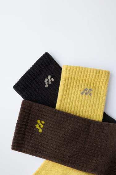 3-PACK OF LOGO SOCKS - Brown by Zara - Image 2