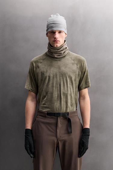 Zara FIRST LAYER WOOL BLEND T-SHIRT - Green