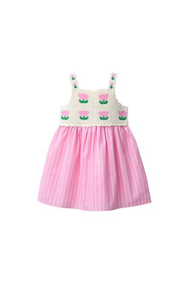 FLORAL CROCHET KNIT DRESS