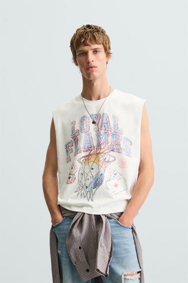 CAMISETA ESTAMPADO LAVADO - Blanco roto de Zara