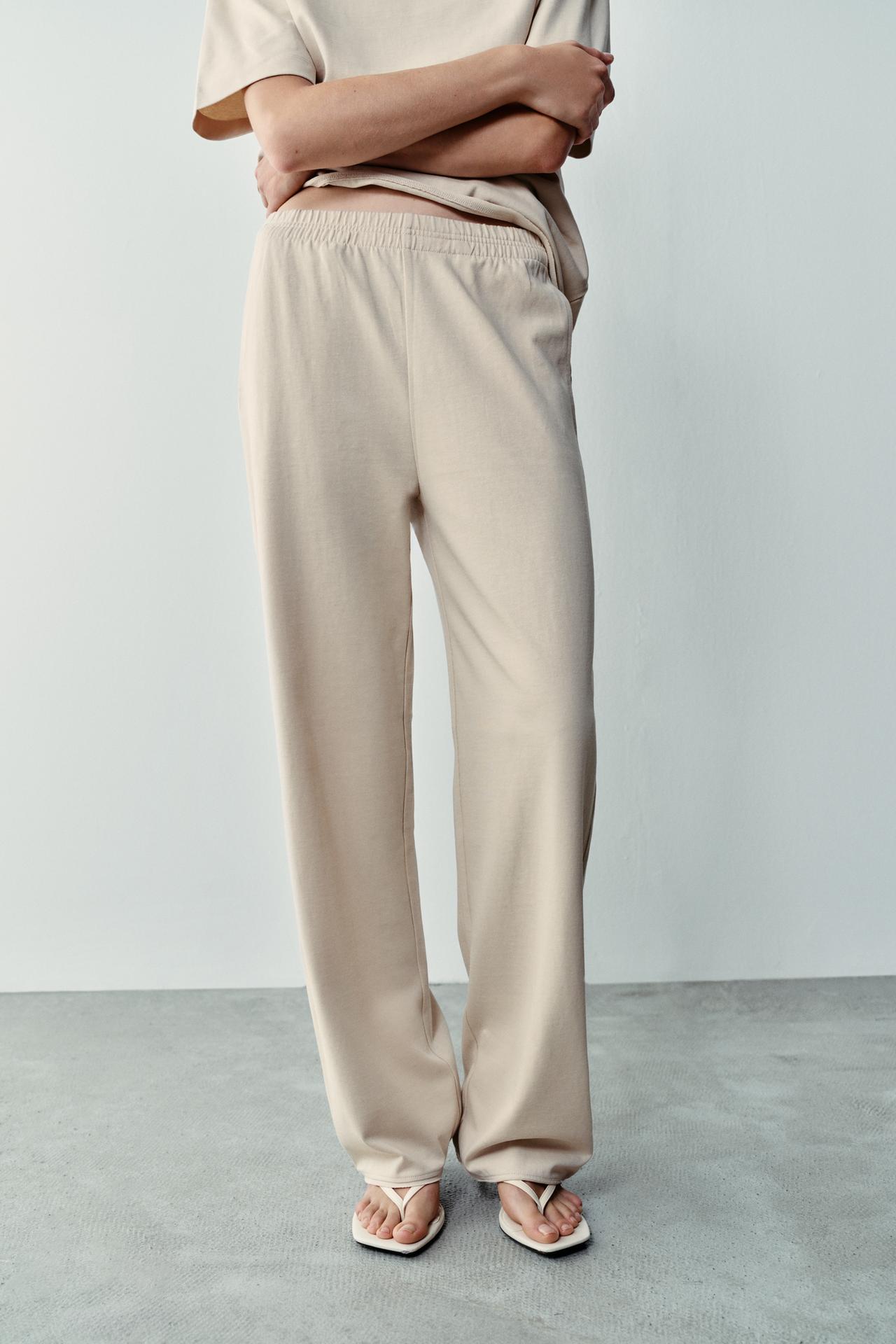 STRAIGHT-LEG COTTON PANTS — Sand