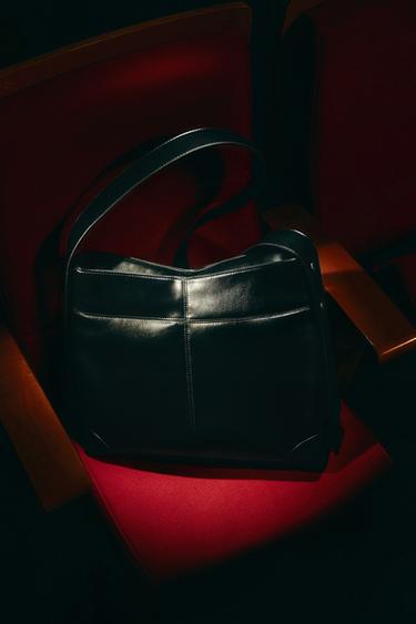 Zara 明線托特包 - 黑色