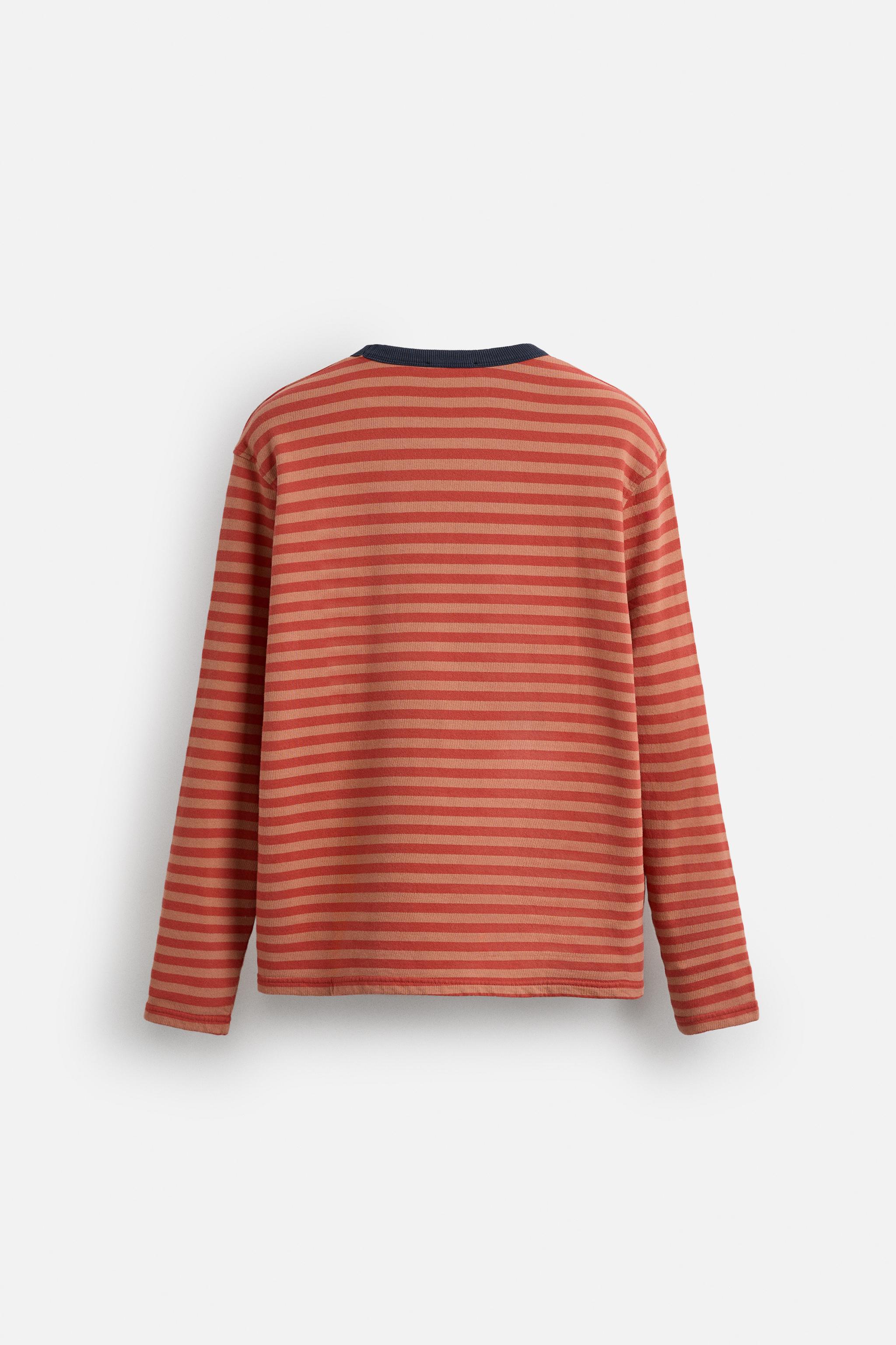 ★ZARA★ STRIPED SWEATSHIRT WITH SLOGAN STRIPED SWEATSHIRT WITH SLOGAN - White / Navy | ZARA United