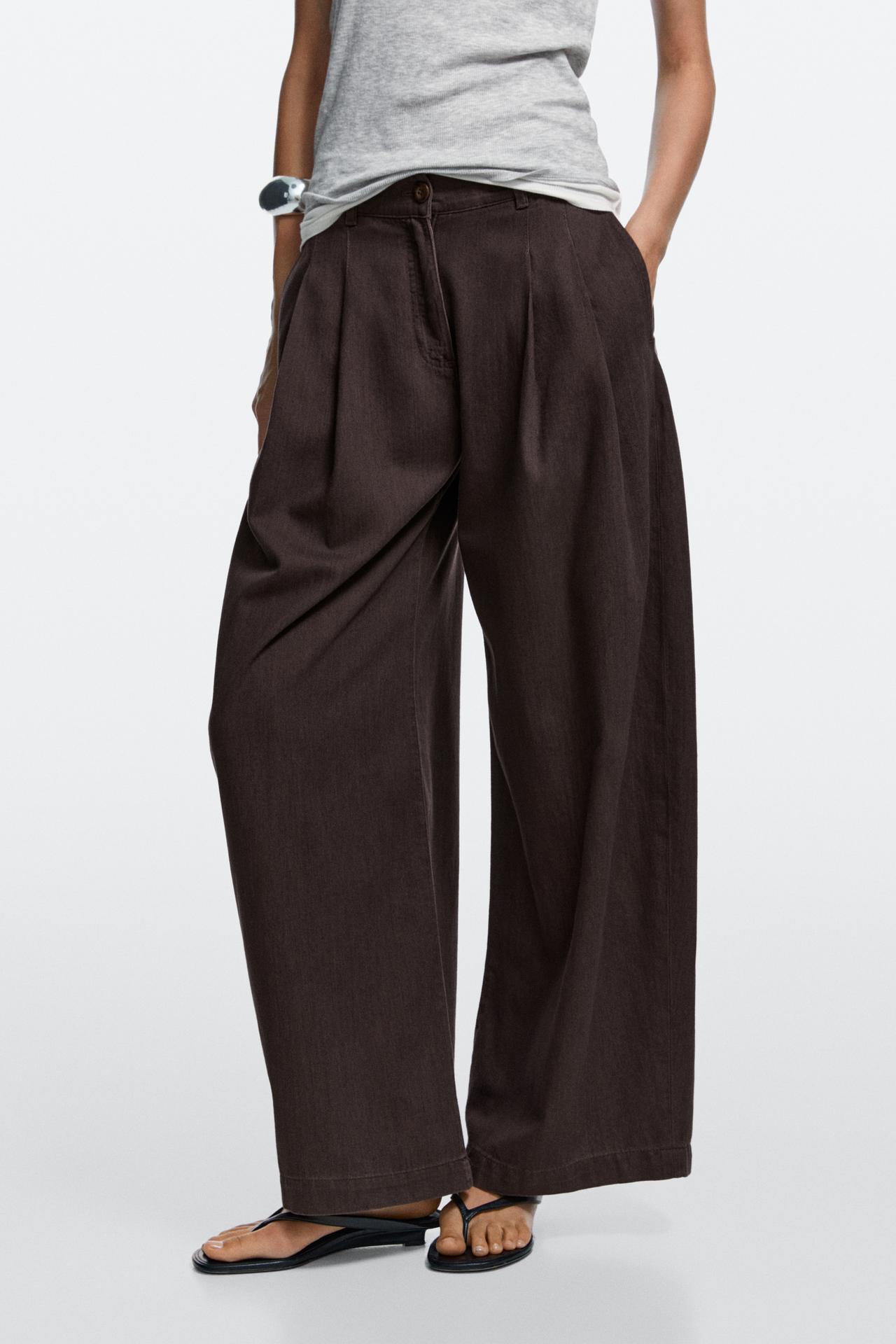 Barrel fit jeans with pleat detail — Mink marl