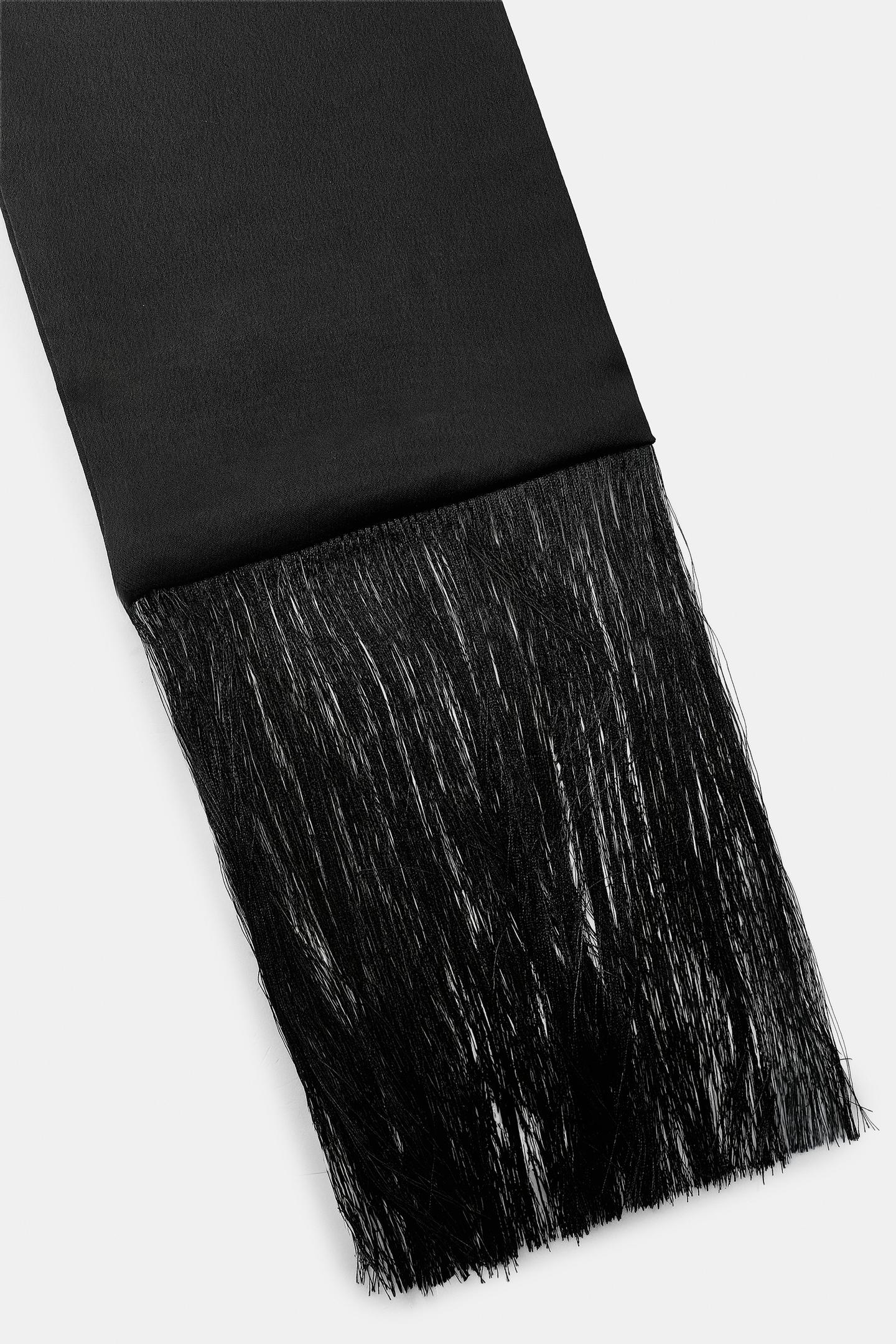 Женский шарф Zara Fringed Tie-Style, цвет: Чёрный — фото 8