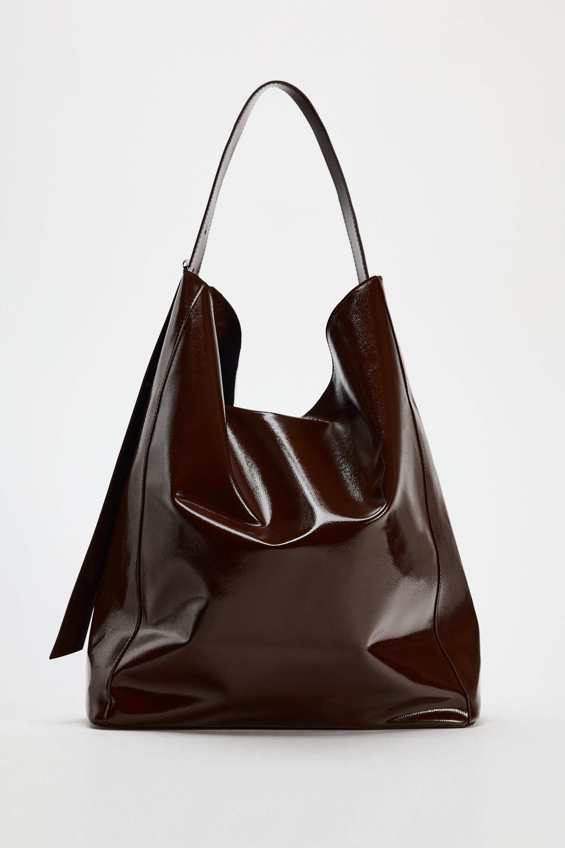 ZARA BROWN VELOUR HOBO purchases SHOULDER Large