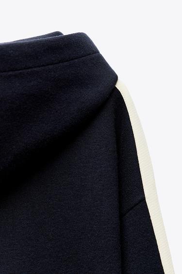 KNIT SWEATSHIRT WITH SIDE STRIPE - Navy blue by Zara - Image 4