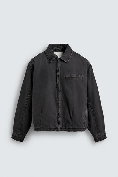 QUILTED DENIM JACKET - Charcoal by Zara