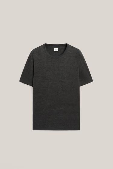Zara 100% linen short sleeve T-shirt - LIMITED EDITION - Charcoal gray