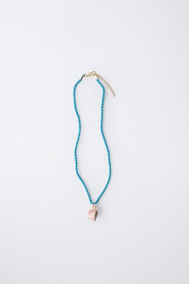 CERAMIC CUP CORD NECKLACE - Blue by Zara