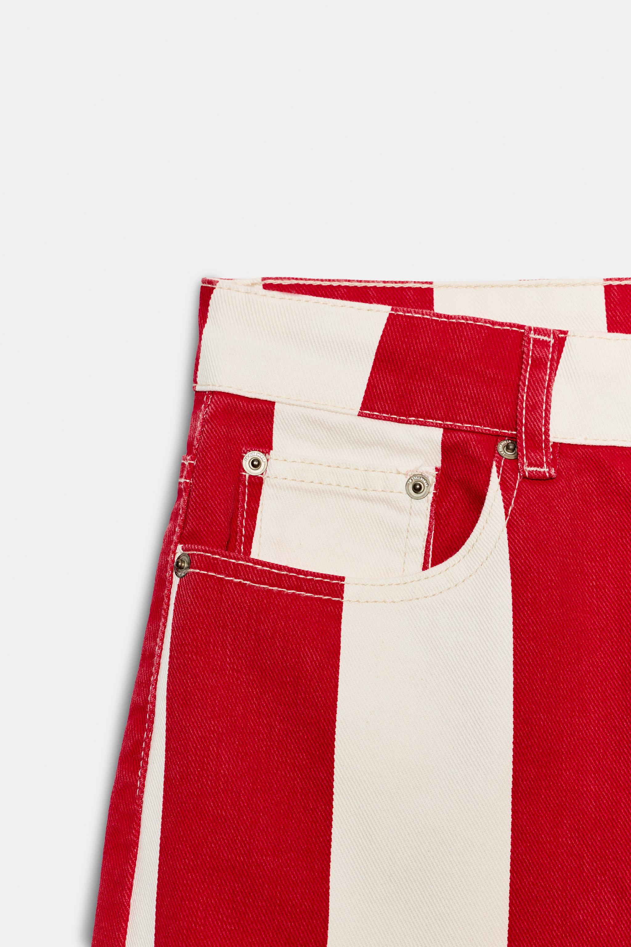 Zara ZW COLLECTION TAPERED FIT ORTA BEL ÇİZGİLİ JEAN görsel 8