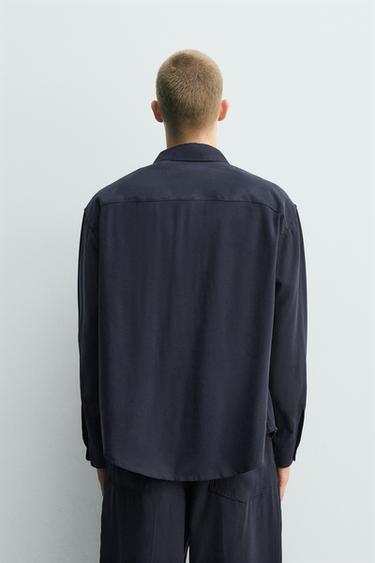 RELAXED FIT FLOWING SHIRT - Navy blue by Zara - Image 2