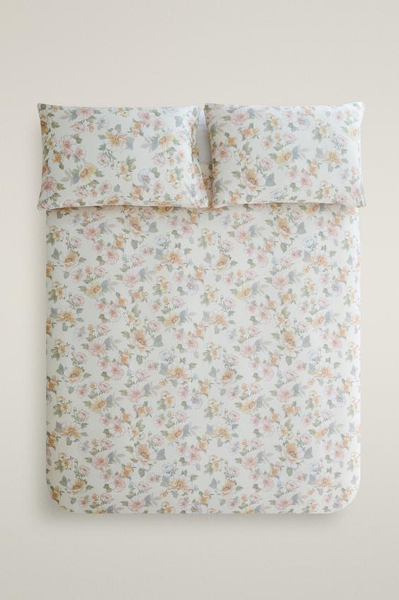 SATEEN FLORAL DUVET COVER - خَام الخاص بـ Zara - صورة 0