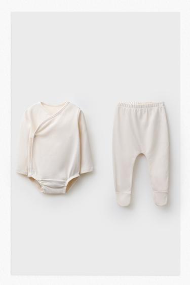 PLAIN BODYSUIT AND LEGGINGS SET - Ecru by Zara