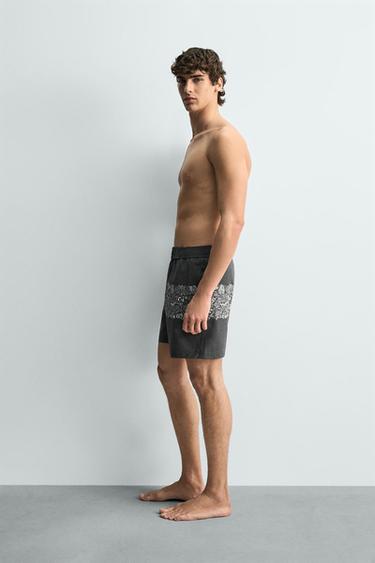 MAILLOT DE BAIN LONG À IMPRIMÉ FLORAL - Bleu marine de Zara - Image 3