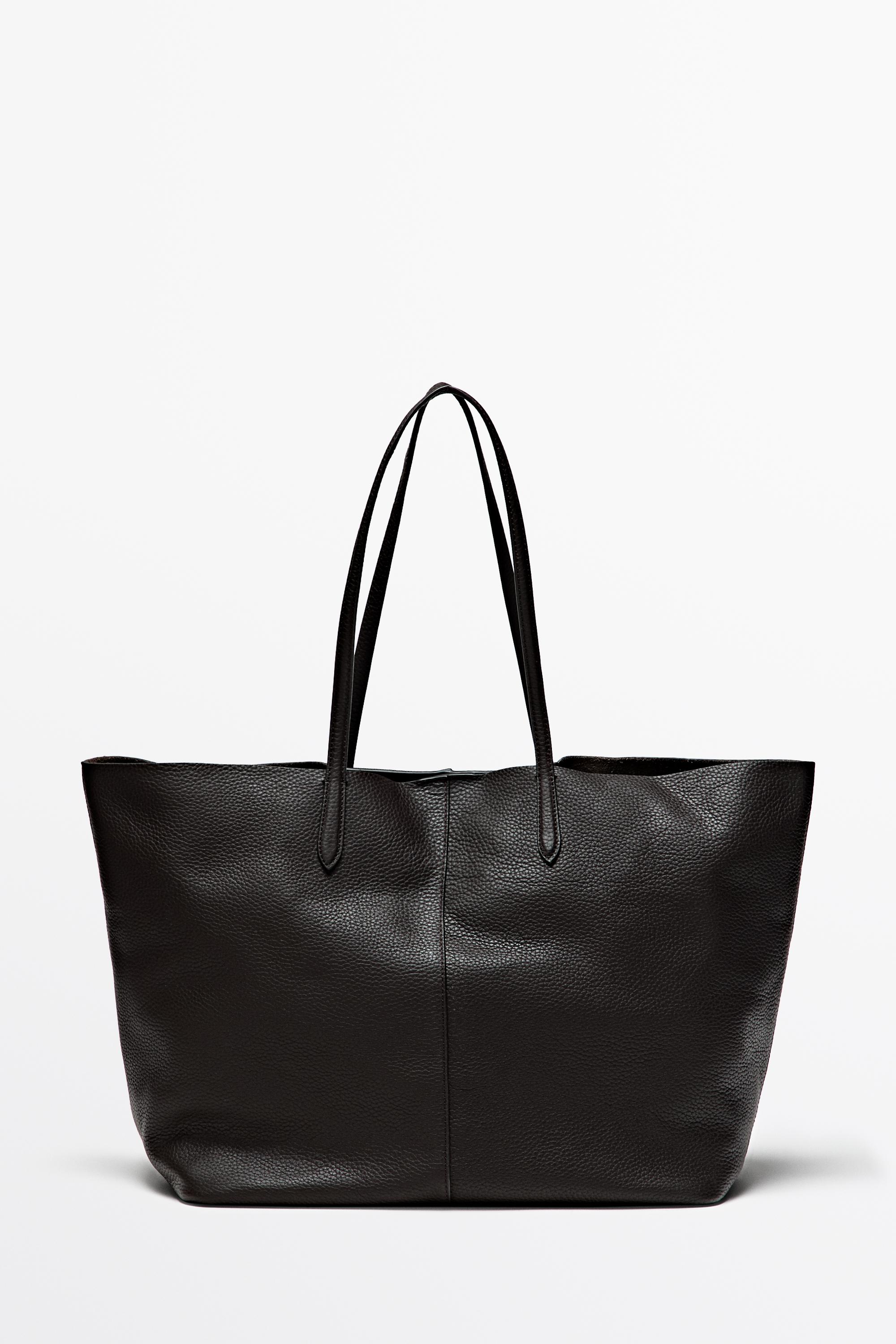 ZARA ブラック レザー 手袋 羊革 M size Large Nappa leather tote bag - Brown | ZARA United States