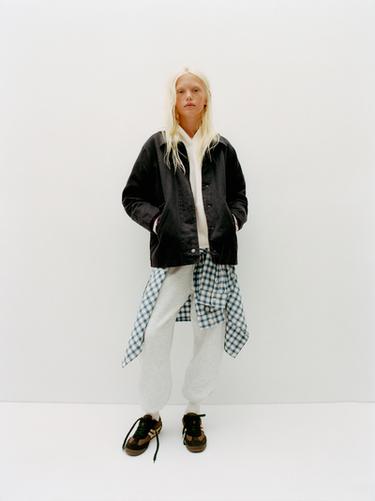 WAXED JACKET WITH LEATHER-EFFECT COLLAR - Brown by Zara