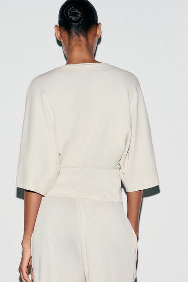 COTTON T-SHIRT - Ecru by Zara - Image 4