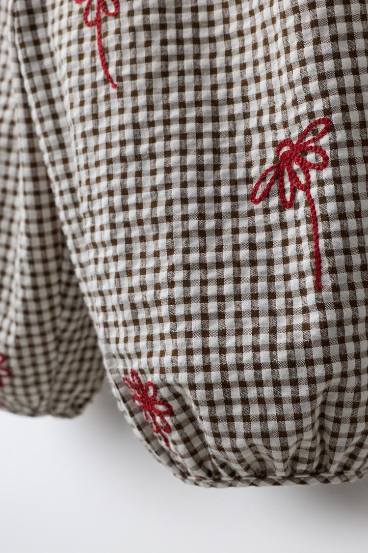 Pantalón sarouel de cuadros con bordado 4