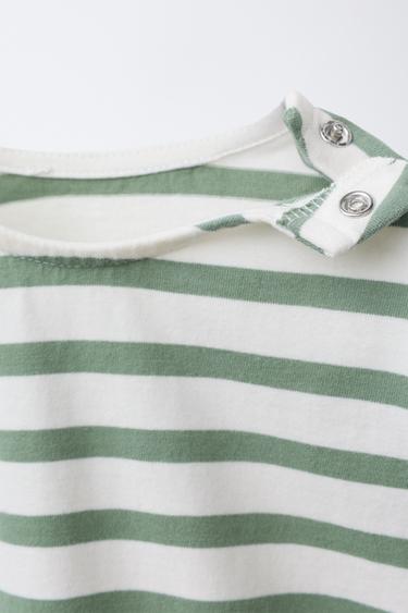 STRIPED BODYSUIT - Ecru / Green by Zara - Image 2
