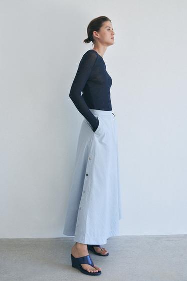 ZARA WOMAN COLLECTION FLARED SKIRT WITH BUTTONS - Light blue by Zara