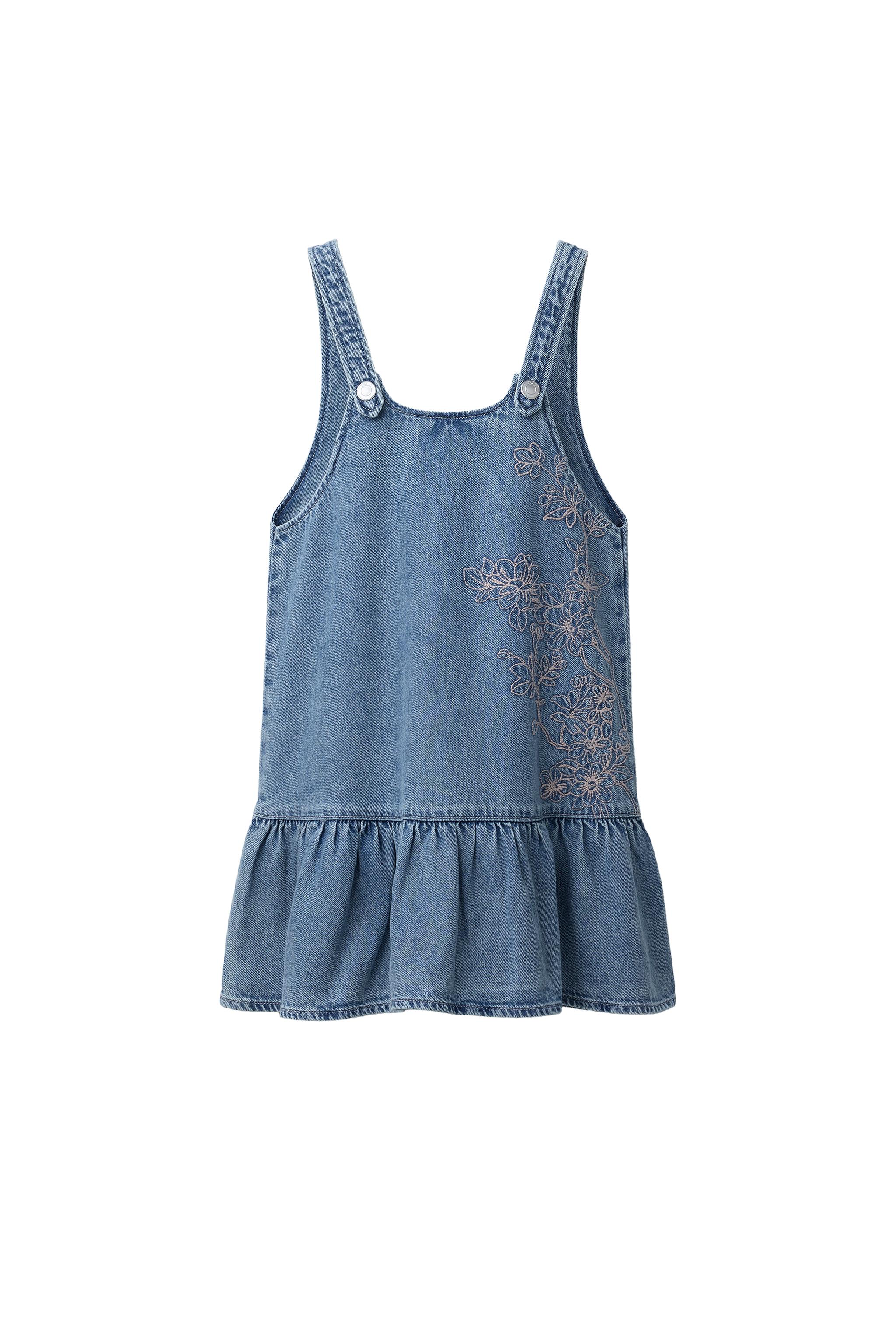 EMBROIDERED FLORAL DENIM DRESS - Blue | ZARA United States EMBROIDERED FLORAL DENIM DRESS - Blue | ZARA United States