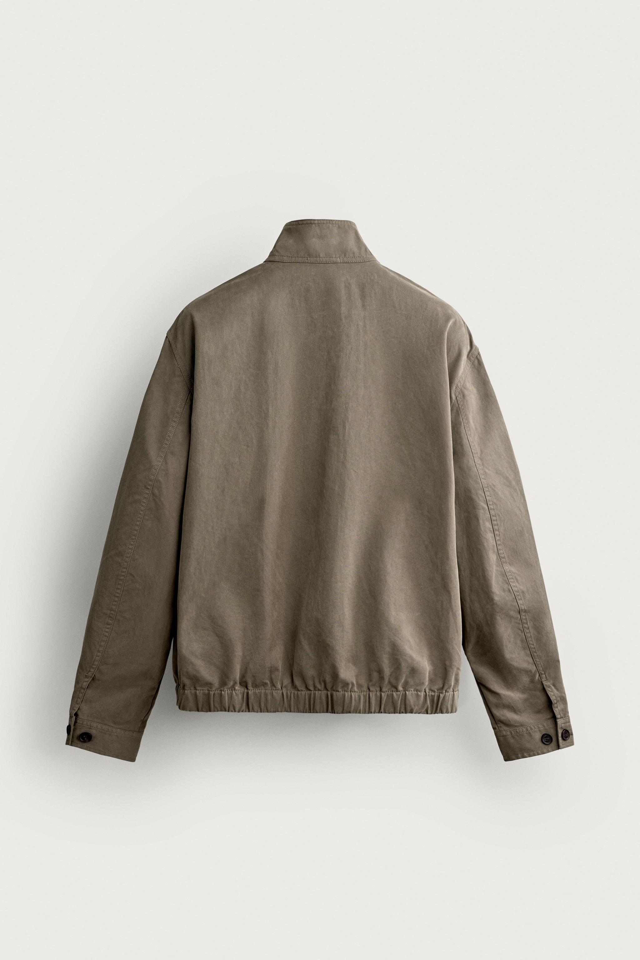 WASHED-EFFECT REGULAR FIT JACKET — Khaki