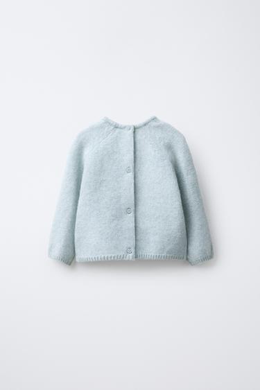 PULL EN MAILLE AVEC FEUILLES - Bleu d'eau de Zara - Image 1