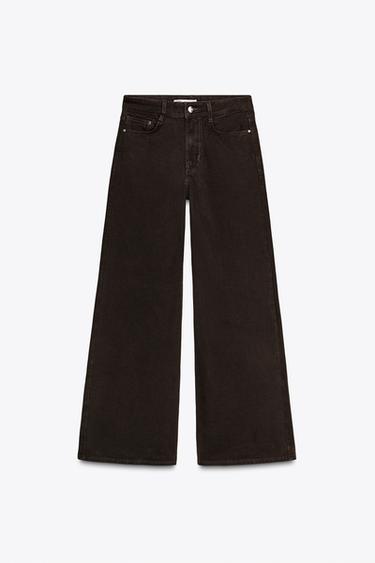JEANS Z1975 WIDE LEG بسرج عال LONG LENGTH - بني الخاص بـ Zara