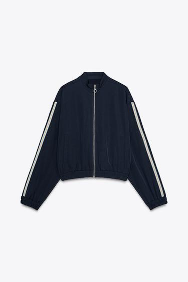 JACKET WITH SIDE STRIPE - Navy blue by Zara - Image 0