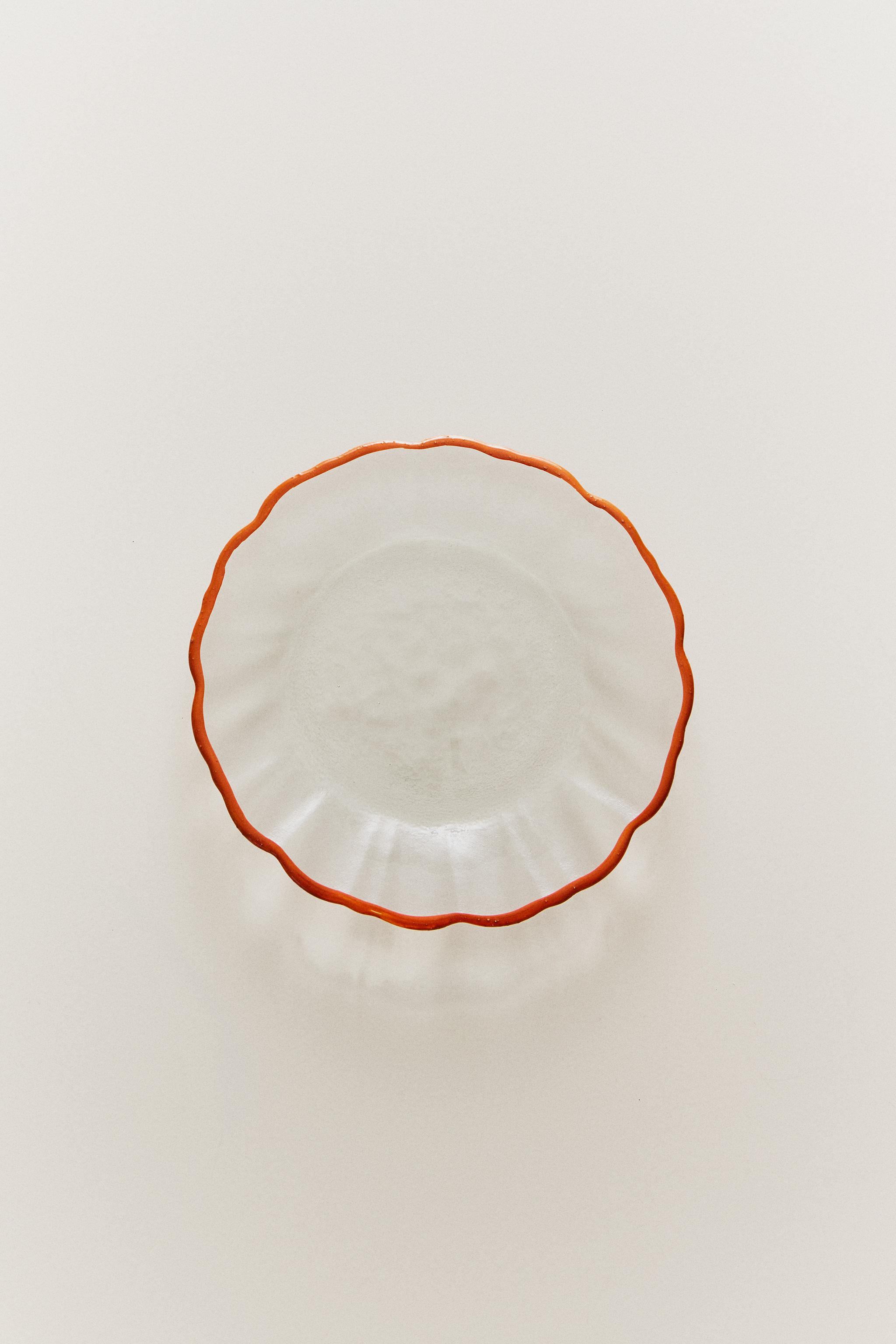 GLASS SIDE PLATE WITH RIM — Orange