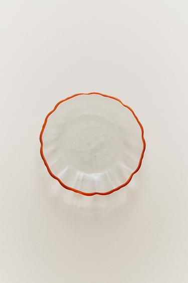 GLASS SIDE PLATE WITH RIM - Orange by Zara