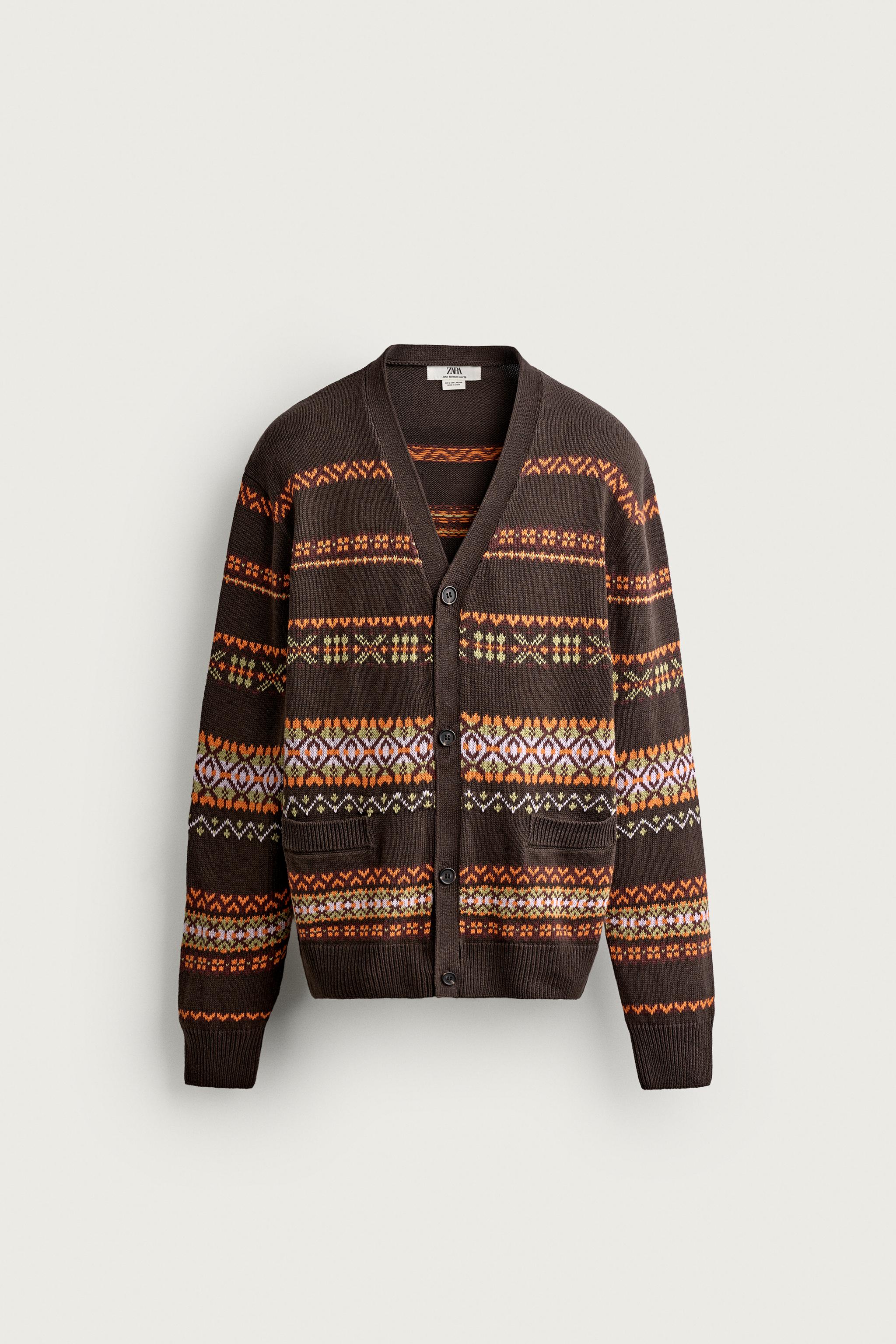 COTTON-LINEN JACQUARD REGULAR FIT CARDIGAN