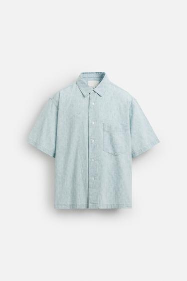 CHEMISE EN DENIM CONTRASTE - Bleu clair de Zara - Image 6