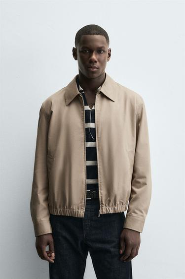REGULAR FIT COTTON JACKET - Sand by Zara