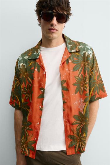 CHEMISE RELAXED FIT À IMPRIMÉ FLEURI - Vert de Zara - Image 5
