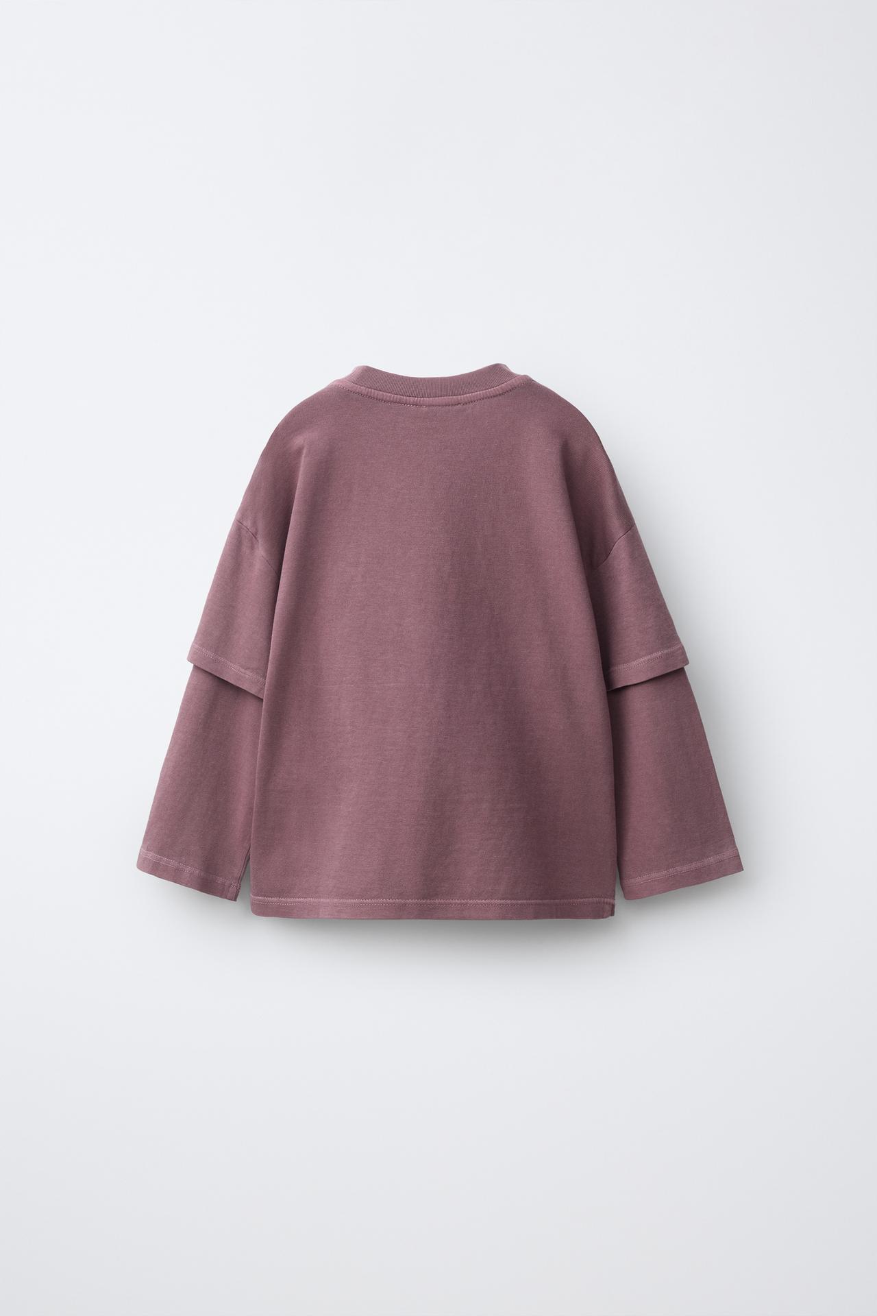 DOUBLE LONG-SLEEVE T-SHIRT — Dusty pink