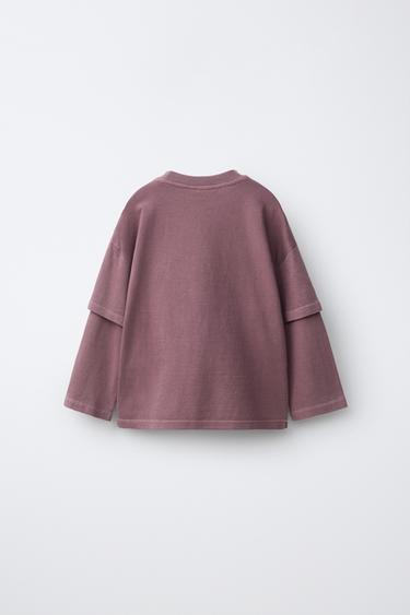 DOUBLE LONG-SLEEVE T-SHIRT — Dusty pink 2