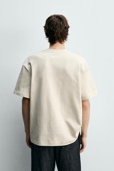 T-SHIRT RELAXED FIT INTERLOCK - Blanc cassé de Zara - Image 2
