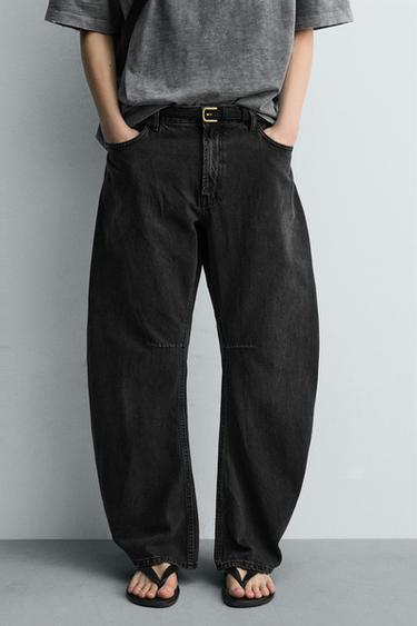 RELAXED BARREL FIT JEANS - Charcoal by Zara