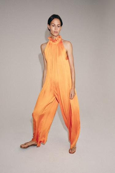 ZW COLLECTION SATIN JUMPSUIT - Orange by Zara