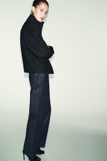 WOOL BLEND HIGH NECK SHORT COAT - Black by Zara - Image 3