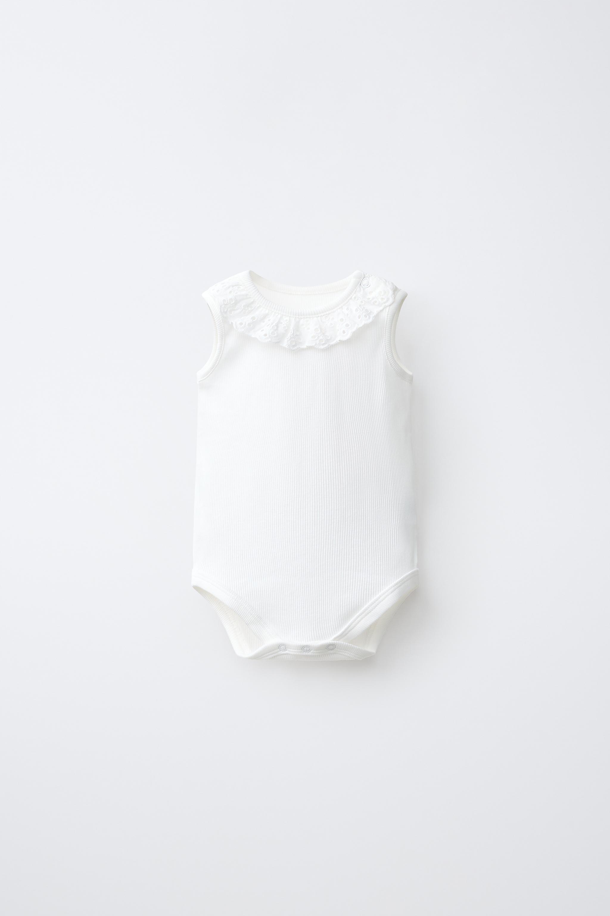 FIVE-PACK SWISS EMBROIDERED SLEEVELESS BODYSUITS — Pink (alternate view)