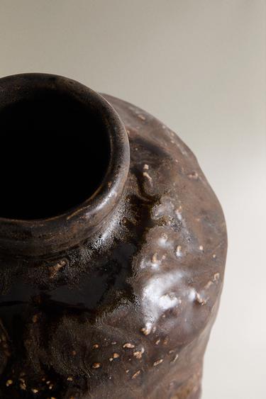 TEXTURED CERAMIC VASE - Brown / Green by Zara - Image 2